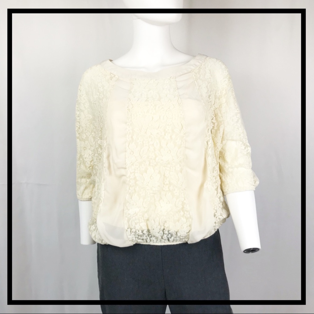 NEW DIRECTIONS Lace, Quarter Sleeve Blouse Size S